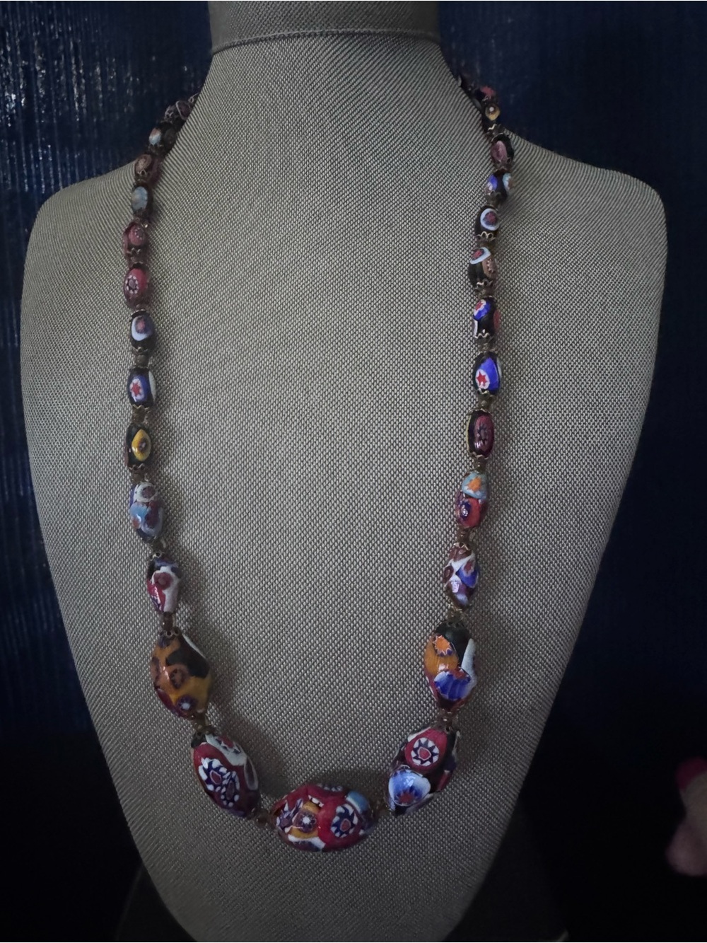 Colorful Millefiori Glass Bead Necklace - Multicolor